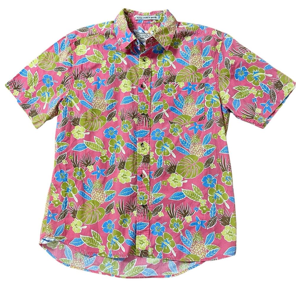 Vintage 1946 Washed Stoned & Beaten Shirt Mens XL Hawaiian Tropical Pineapple